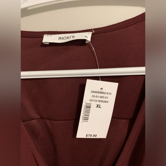 NEW Ricki’s Burgundy Light Knee Length Summer Dress XL - Picture 2 of 5